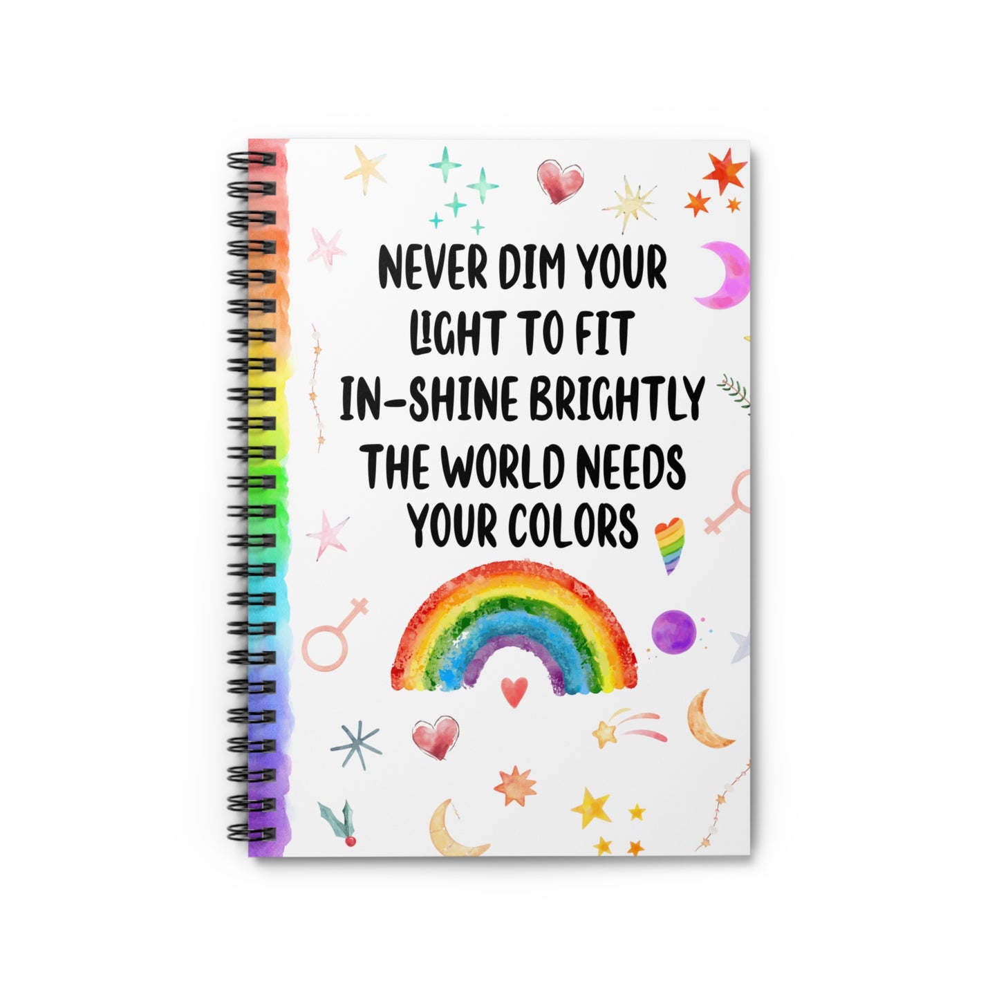 Rainbow Inspiration Spiral Notebook - Motivational Journal for Creativity, Gift for Artists, Colorful Stationery, Pride Celebrations