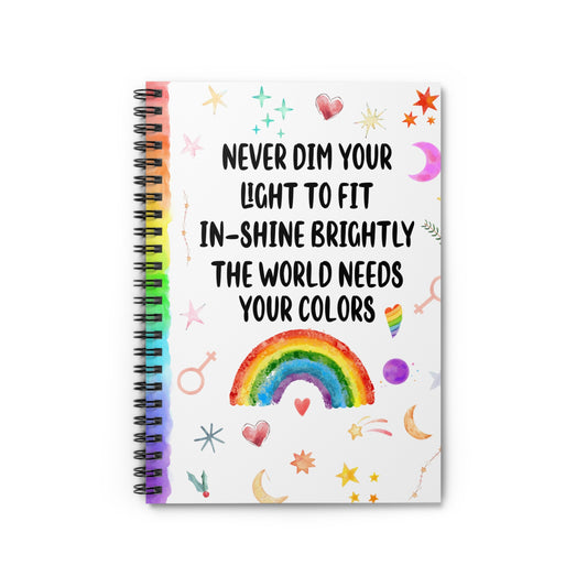 Rainbow Inspiration Spiral Notebook - Motivational Journal for Creativity, Gift for Artists, Colorful Stationery, Pride Celebrations