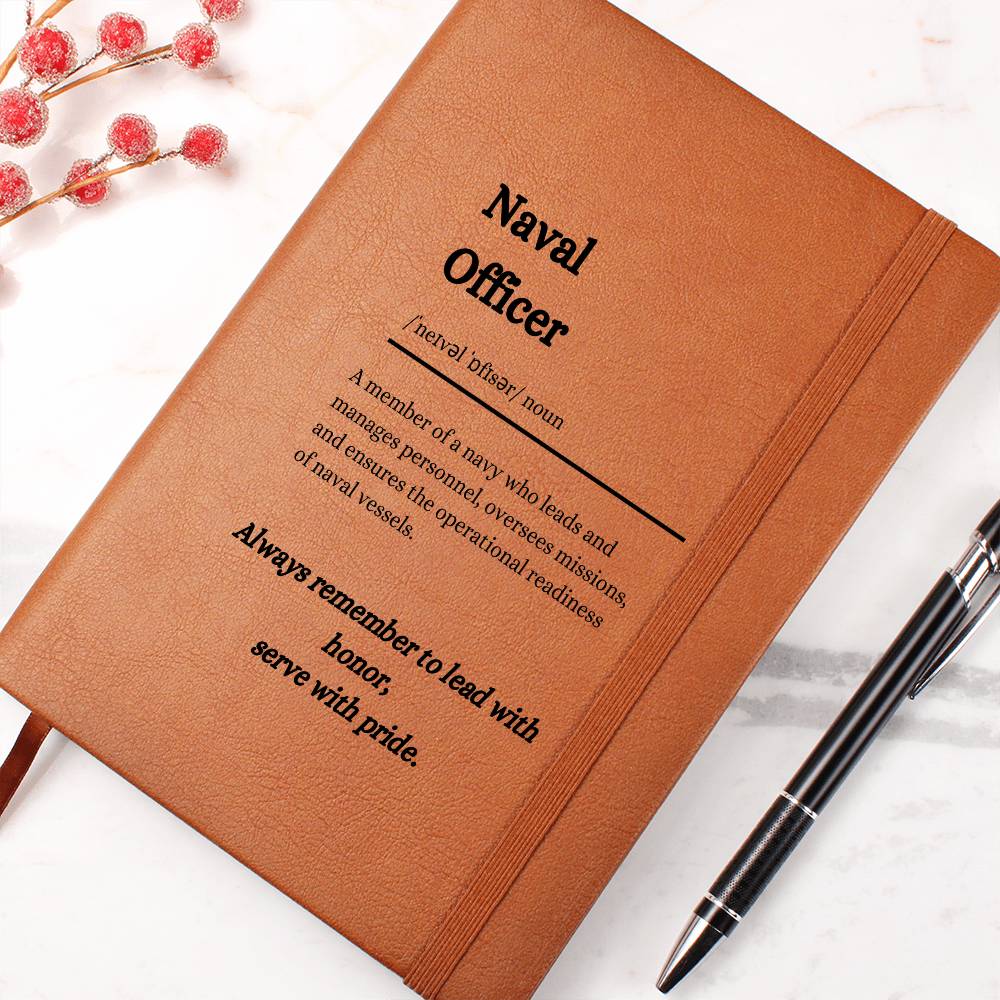 Personalized Naval Officer Elegant Leather-Bound Journal and Notebook