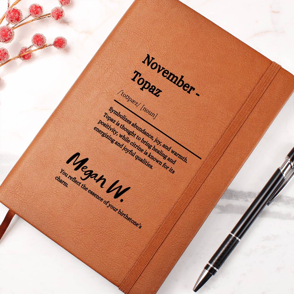 Personalized November Leather Journal, Birthday Gift, Birthstone Journal and Notebook