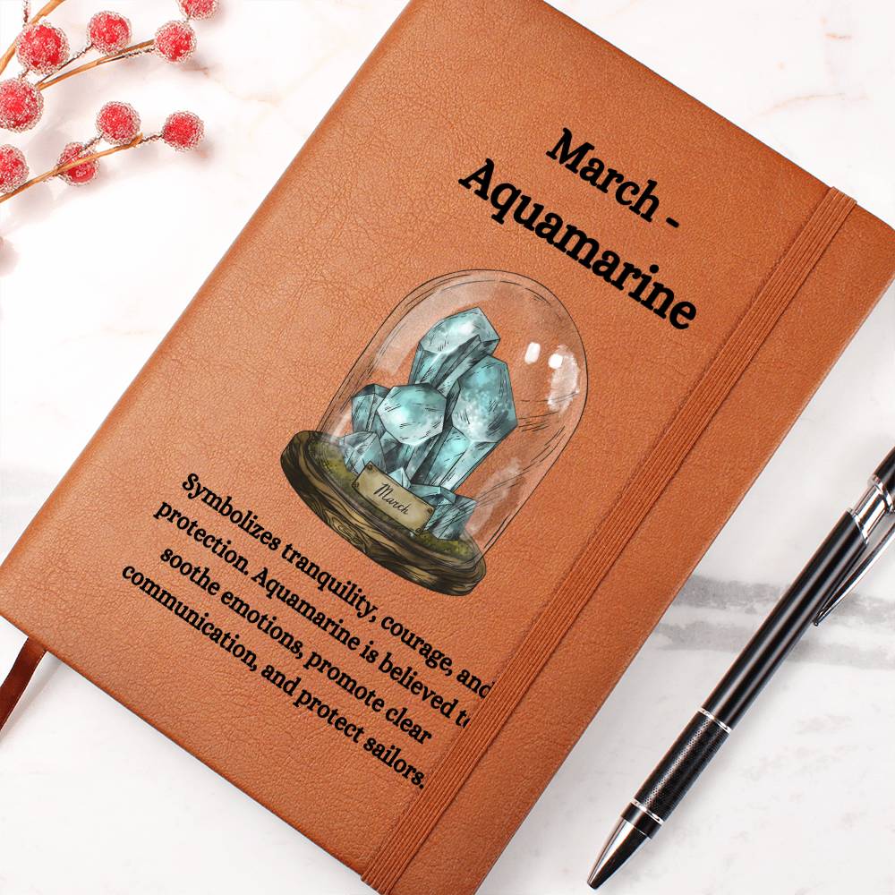 March Birthstone Aquamarine Journal | March Birthday Gift | March Birthstone Notebook, Custom Journal, Leather Journal Gift