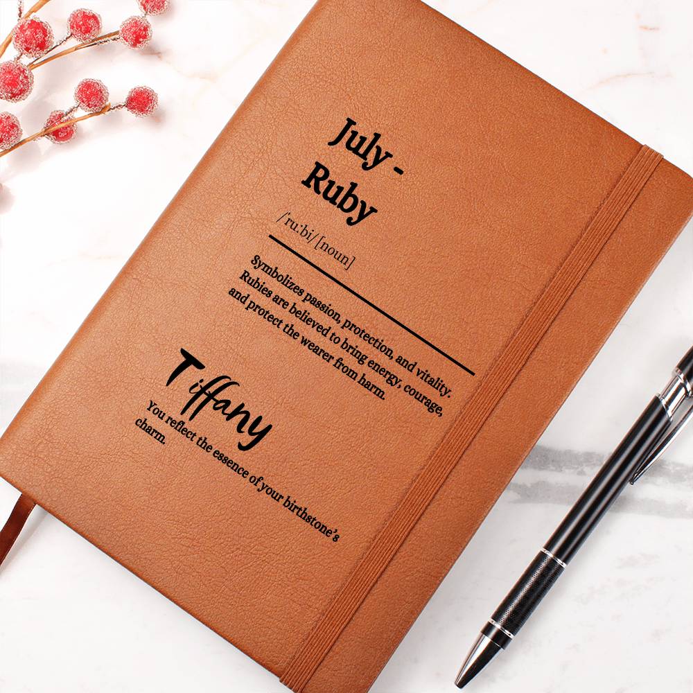 Personalized July- Ruby-Leather Journal, Birthday Gift, Birthstone Journal and Notebook