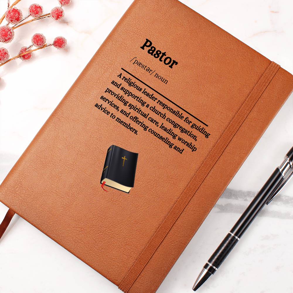 Personalized Pastor's  Faith" Vegan Leather Journal – Elegant Christian Journal for Spiritual Reflection, Personalization Pastor Notebook