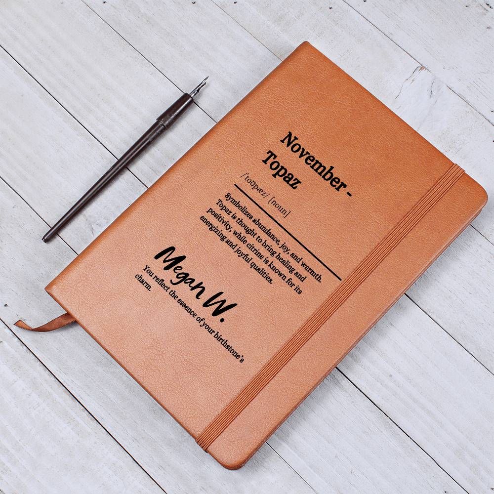 Personalized November Leather Journal, Birthday Gift, Birthstone Journal and Notebook