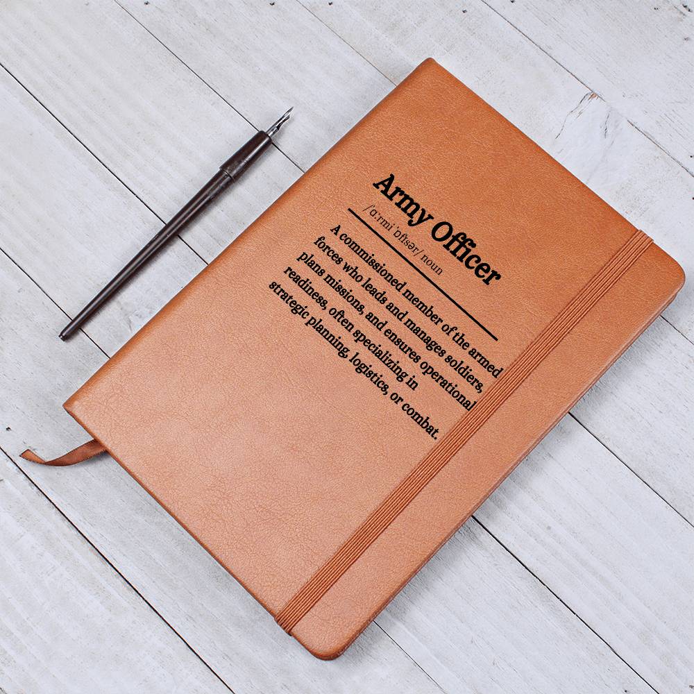 Personalized Army Officer's Vegan Leather Journal – Durable and Inspiring Military Notebook, Daily Journal,