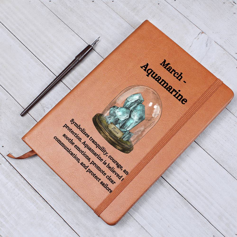 March Birthstone Aquamarine Journal | March Birthday Gift | March Birthstone Notebook, Custom Journal, Leather Journal Gift