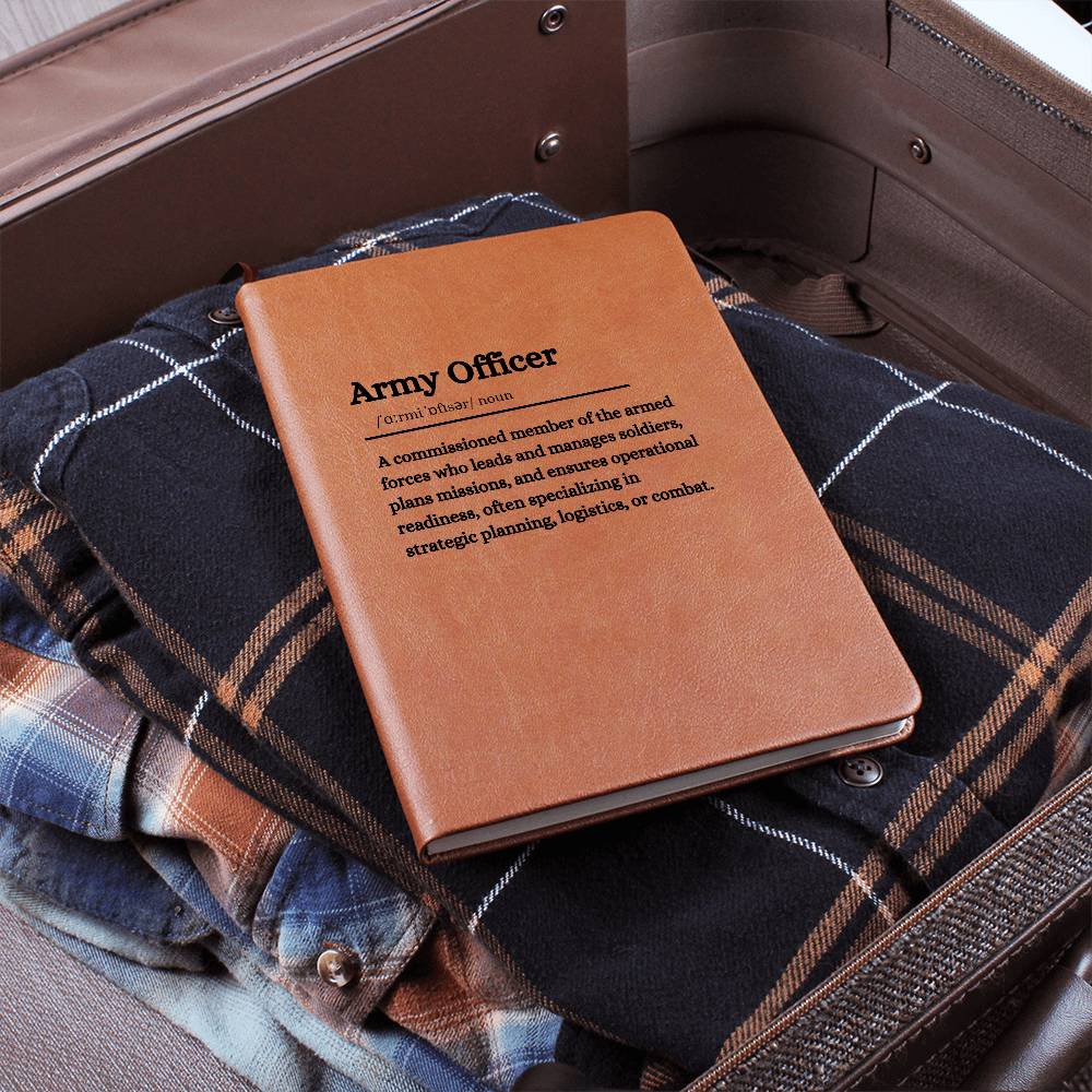 Personalized Army Officer's Vegan Leather Journal – Durable and Inspiring Military Notebook, Daily Journal,