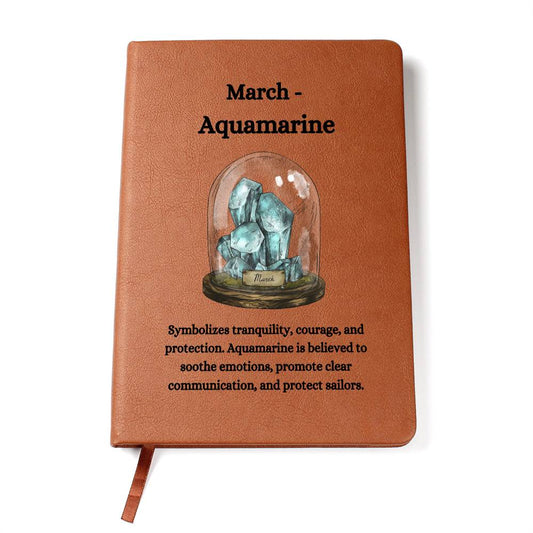 March Birthstone Aquamarine Journal | March Birthday Gift | March Birthstone Notebook, Custom Journal, Leather Journal Gift