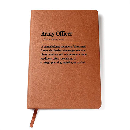 Personalized Army Officer's Vegan Leather Journal – Durable and Inspiring Military Notebook, Daily Journal,