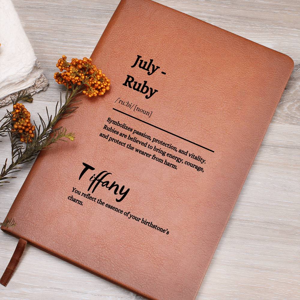 Personalized July- Ruby-Leather Journal, Birthday Gift, Birthstone Journal and Notebook