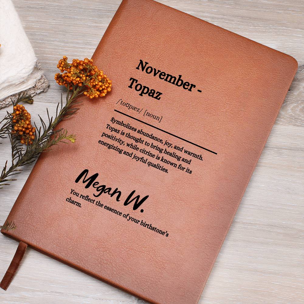 Personalized November Leather Journal, Birthday Gift, Birthstone Journal and Notebook