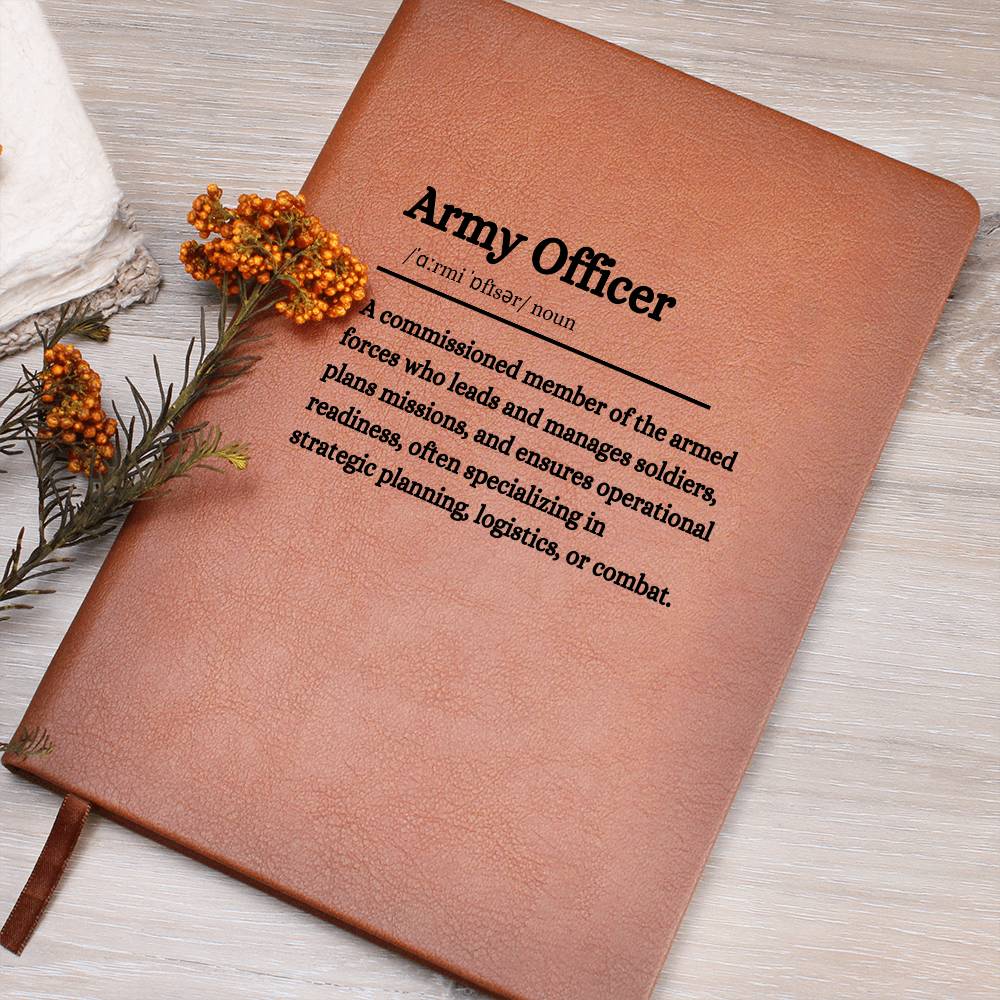 Personalized Army Officer's Vegan Leather Journal – Durable and Inspiring Military Notebook, Daily Journal,