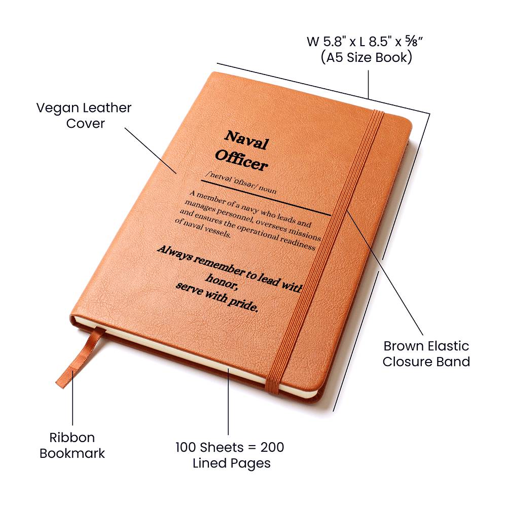 Personalized Naval Officer Elegant Leather-Bound Journal and Notebook