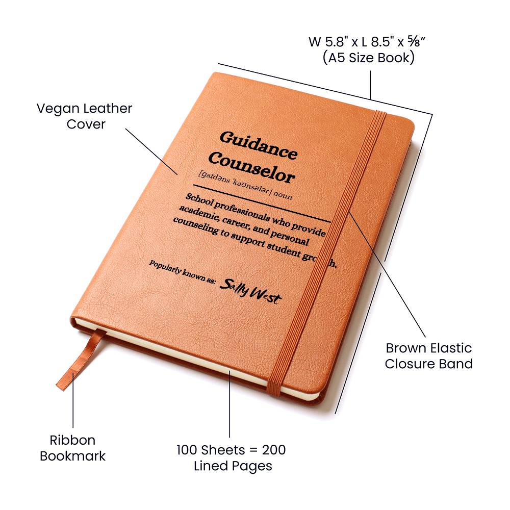 Personalize Guidance Counselor's Notebook" Vegan Leather Journal – Professional & Inspirational Journal, Personalize Journal