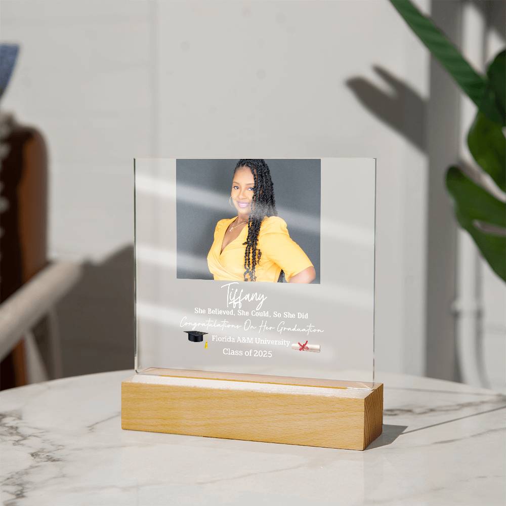 Personalized Graduation Square Acrylic Plaque – Celebrate Their Achievement