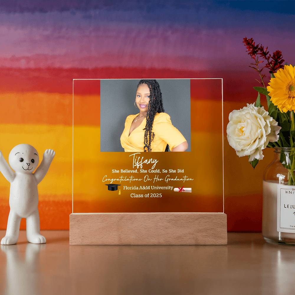 Personalized Graduation Square Acrylic Plaque – Celebrate Their Achievement